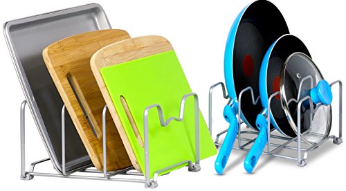 Cabinet Bakeware Organizer Rack Holder, 2 Pack, Si... (Sliver | Alloy Steel)