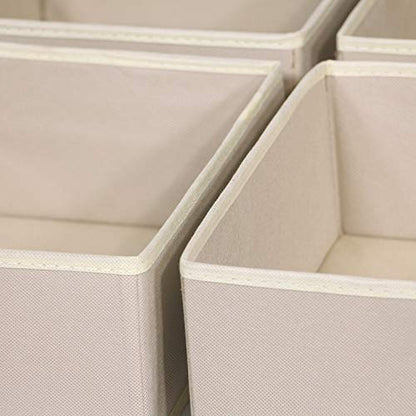 DIOMMELL 9 Pack Foldable Cloth Storage Box Closet Dresser Drawer Organizer Fabric Baskets Bins Containers Divider for Clothes Underwear Bras Socks Clothing, Beige 900