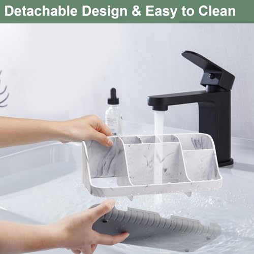 Marble Bathroom Countertop Organizer - Detachable... (Marble Grey | Plastic)