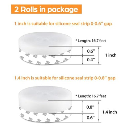 33.5 Ft Weather Stripping Door Seal Strip, Silicone Tape for Draft Stopper, Self Adhesive Shower Door Bottom Seal and Insulation Strip for Door Frame, Windows and Glass Gaps (Transparent, 25+35mm)