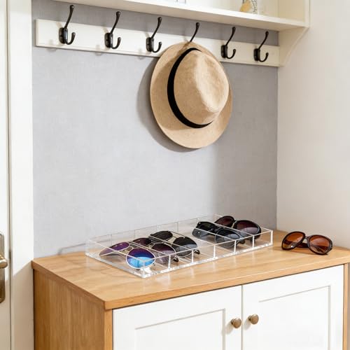 SOUJOY 2 Pack Acrylic Sunglasses Organizer, 6 Slot Clear Eyeglasses Storage Case, Eyewear Display Tray for Sunglasses, Fashion Eye Wear, Protective Glasses