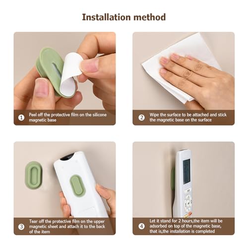 XYOFUN Magnetic Remote Control Holder Wall Mount - 6 Pcs White & Black | No Drill Self-Adhesive Organizer, For Air Conditioner & TV Remotes, Storage Caddy for Televisions Backside
