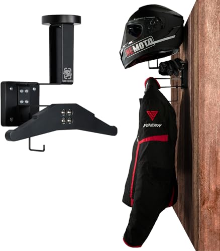 Motorcycle Helmet Holder Wall Mount, Tactical Gear... (Black | Metal)