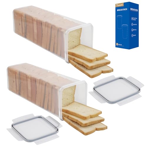 2 Pack Bread Box, Plastic Bread Container, Bread S...