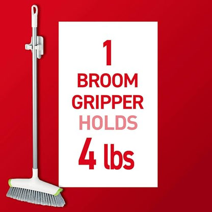 Command Large White Broom Grippers, 6 Grippers, 16 Strips | Damage-Free Hanging Wall Mount Broom and Mop Holder, No Tools Holiday Cleaning Organizer, Holds up to 4 lb