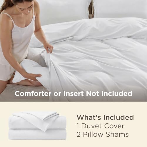 Bedsure White Duvet Cover Queen Size - Soft Double Brushed Bedding Set for Kids & Adults, Zipper Closure, 3 Pieces, Includes 1 Duvet Cover (90"x90") & 2 Pillow Shams, NO Comforter