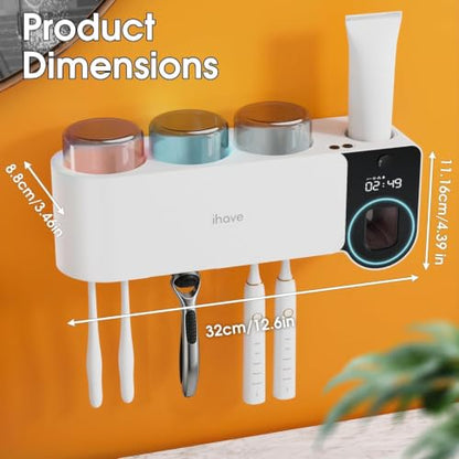 iHave Toothbrush Sanitizer Holder with Auto Toothpaste Dispenser Wall Mount