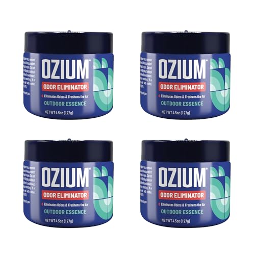 Ozium 4.5 Oz. Odor Eliminating Gel, Air Freshener Alternative | For Smoke, Pets, Musty Odors, Long Lasting Odor Remover for Cars, Homes, Outdoor Essence, 4 Pack