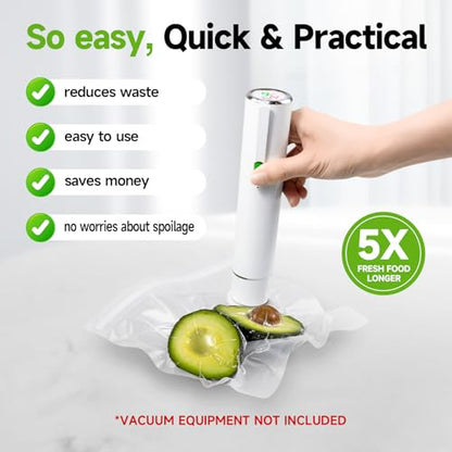 Vacuum Sealer Bags, 40 Reusable Vacuum Sealer Bags for Food, BPA-Free, Meal Prep and Sous Vide Cooking,Works for Handheld Sealer and Vac Sealer Machine with External Vacuum Systems