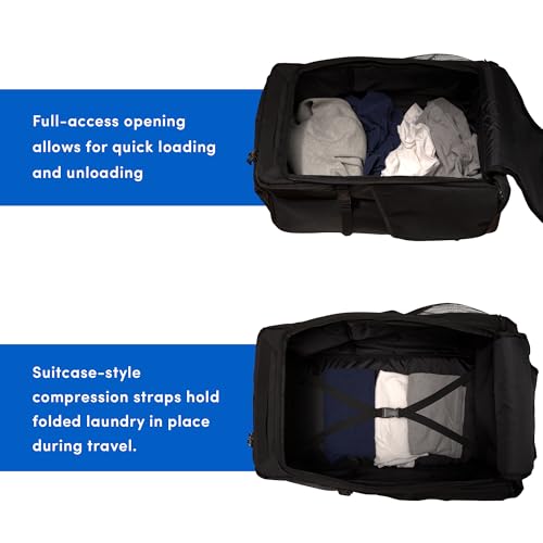 Otis 90L Extra Large Laundry Backpack Bag with Front-Load Access, Heavy Duty Backpack, Laundry Hamper with Padded Shoulder Straps & Waist Buckle for Dorm, Apartment, Laundromat & Travel.