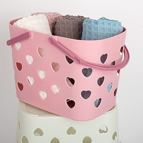 Portable Shower Caddy with handle Plastic Shower Basket Organizer, Pink | Bathroom Caddy Storage Tote Cleaning Supply Caddy for College Dorm, Kitchen, Pantry, Garage