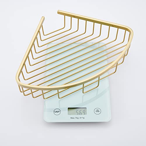 Bathroom Shower Caddy Corner Shelf Basket, Corner-Hollow Design, Ultra Sturdy Rust-Proof Stainless Steel Shelf Organizer Shampoo Holder, Wall Mounted Storage Rack for Bathroom, Brushed Gold