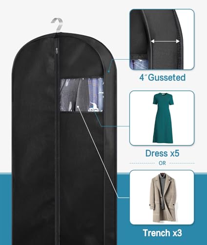54" Suit Bags for Closet Storage and Travel, Gusseted Hanging Garment Bags for Men Suit Cover With Handles for Clothes, Coats, Jackets, Shirts（3 Packs）