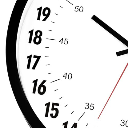 Foxtop 24 Hour Wall Clock, Battery Operated Analog Clock, 12" Black | Silent Non-Ticking, Military Time Clock, Round, for Classroom School Office Bathroom Living Room Bedroom Home, Easy to Read