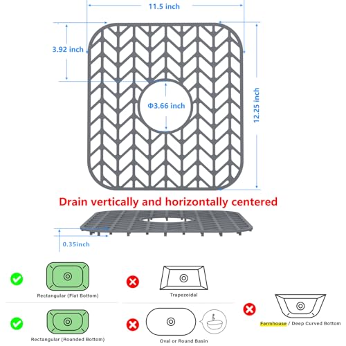 Sink Protectors for Kitchen Sink 12"x11"Silicone Sink mat 2pcs | Various sizes and styles,Protector for sinks and dish,Withstand to 500F,Food-grade silicone ,raised feet,Dishwasher Washing