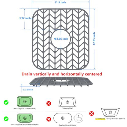 Sink Protectors for Kitchen Sink 12"x11"Silicone Sink mat 2pcs | Various sizes and styles,Protector for sinks and dish,Withstand to 500F,Food-grade silicone ,raised feet,Dishwasher Washing