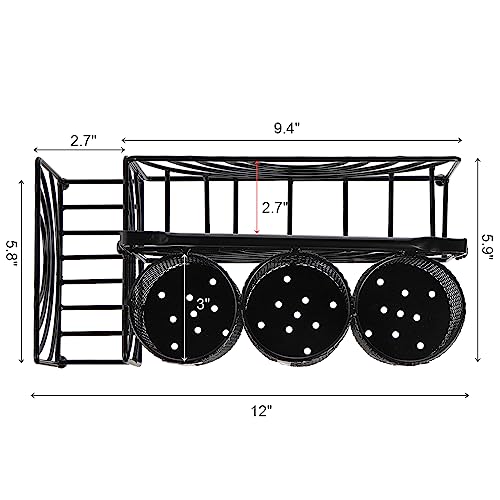 Metal Utensil Caddy with 5 Compartments, Black Mesh Silverware Caddy Organizer, Flatware Storage Holder for Napkins, Plates, Party, Camping, Picnic, Buffet, RV, BBQ, Kitchen, Countertop