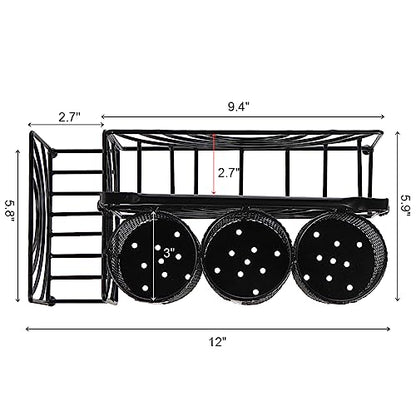 Metal Utensil Caddy with 5 Compartments, Black Mesh Silverware Caddy Organizer, Flatware Storage Holder for Napkins, Plates, Party, Camping, Picnic, Buffet, RV, BBQ, Kitchen, Countertop