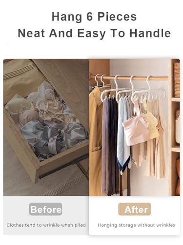 4 Pack Tank Top Hanger with 6 Hooks, Durable Hanging Closet Organizer Accessories Holder for Camisole, Bow Tie, Scarves, and More | White