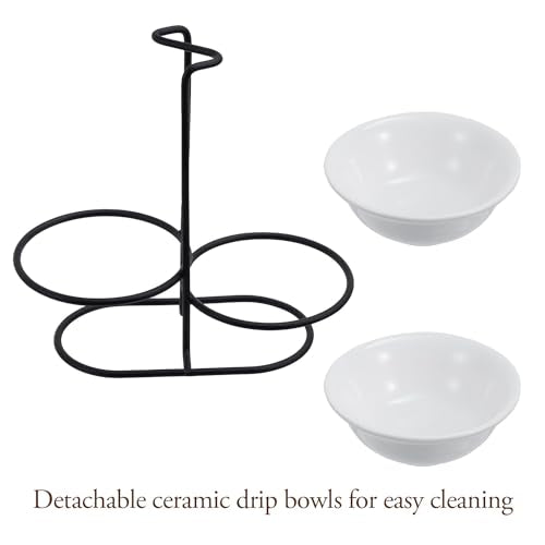 Countertop Ceramic Spoon Rest with Matte Black Met... (White / Black | Metal)