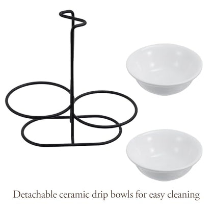 Countertop Ceramic Spoon Rest with Matte Black Met... (White / Black | Metal)