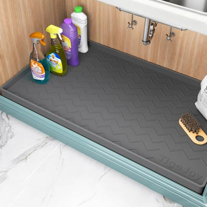 TigeJoy Under Sink Mats for Kitchen Waterproof 34" x 22", Cabinet Liner | Leak-Proof Silicone Mat Sink Protector, Kitchen Essentials Organizer and Storage,Boot or Shoe Tray, Pet Feeding Mat
