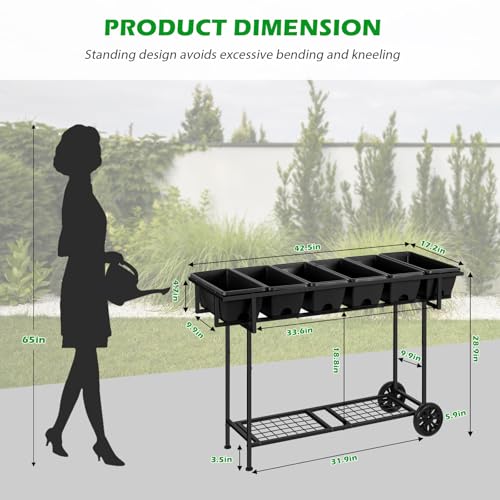 Plastic Raised Garden Bed Outdoor with Legs 43x17x... (Black | Metal, Plastic)