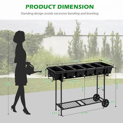 Plastic Raised Garden Bed Outdoor with Legs 43x17x... (Black | Metal, Plastic)