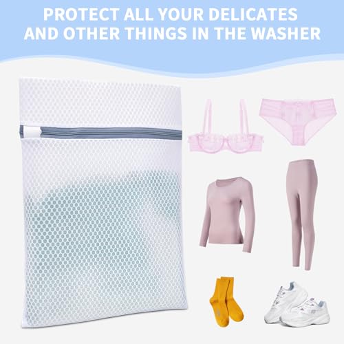 12PCS 12X16IN Laundry Bags Mesh Wash Bags for Strong Zipper | Upgraded Honeycomb and Fine Mesh Design Delicate Laundry Bag for Clothes, Bras,Socks,Travel Organization