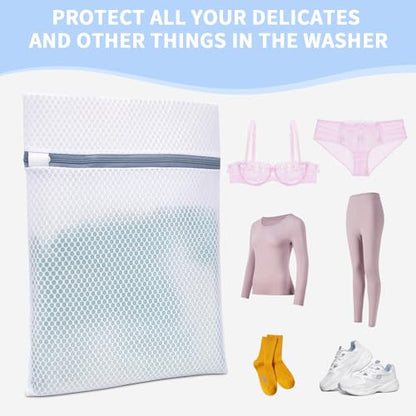 12PCS 12X16IN Laundry Bags Mesh Wash Bags for Strong Zipper | Upgraded Honeycomb and Fine Mesh Design Delicate Laundry Bag for Clothes, Bras,Socks,Travel Organization