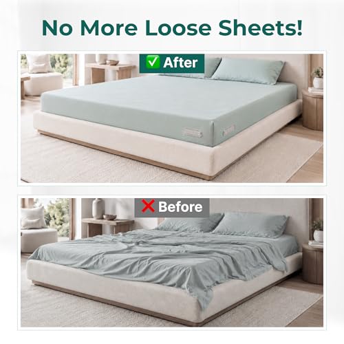Bed Sheet Holders for Corners, Fitted Sheet Holder & Sheet Fasteners, No More Loose Sheets, Keep Sheets Firm & Tight, No-Slip Lock Design, Fit All Mattress Sizes