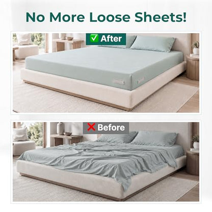 Bed Sheet Holders for Corners, Fitted Sheet Holder & Sheet Fasteners, No More Loose Sheets, Keep Sheets Firm & Tight, No-Slip Lock Design, Fit All Mattress Sizes