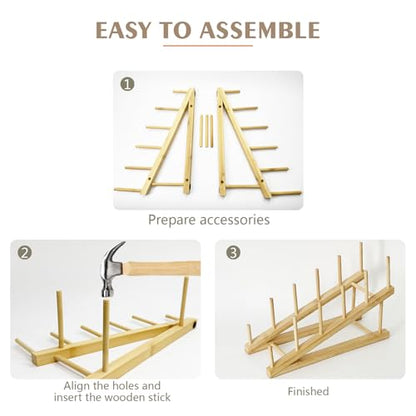 3 Pcs Wood Book Display Stand, 5-Tier Tabletop Boo... (Natural-3 Pcs | Bamboo)