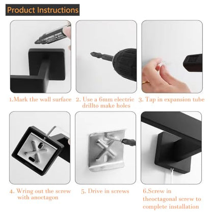 JOPOFI Towel Bar - 23.6 Inch Bathroom Towel Holder - Matte Black | Stainless Steel Towel Racks for Bathroom Wall Mounted, Towel Rod for Bathroom Wall