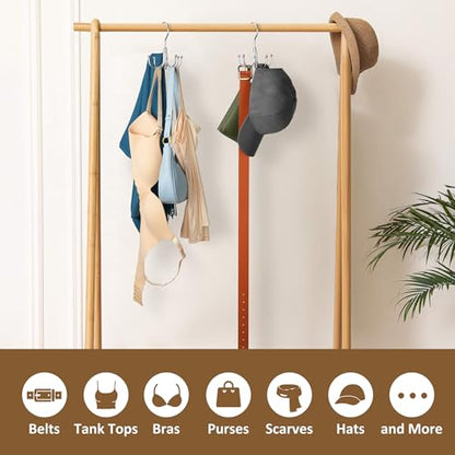 2 Pack Scarf Organizer Scarf Hanger for Closet, Rotatable Sturdy Hijab Holder Holds 16 Scarves, Metal Space Saving Closet Organizers and Storage, Silver