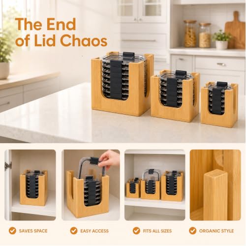 Bamboo Lid Organizer Rack for Rubbermaid Brillianc... (Natural Bamboo | Bamboo)