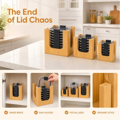 Bamboo Lid Organizer Rack for Rubbermaid Brillianc... (Natural Bamboo | Bamboo)