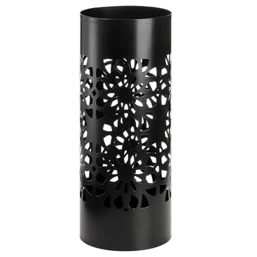 Bekith Metal Umbrella Holder, Free Standing Umbrella Stand for Entryway, Canes Walking Sticks Holder for Home, Office, 6.7" x 6.7" x 16.5", Round, Black