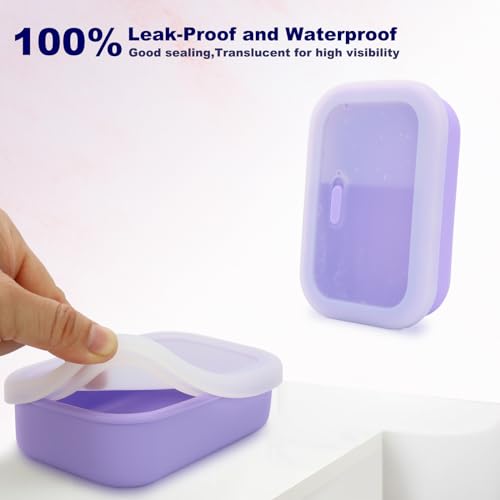 Leak Proof Travel Soap Case,Solid Shampoo Bar Holder, Silicone Soap Container with Draining Layer, Portable Bar Soap Holder for Bathroom, Camping, Gym, Easy to Clean (Purple, Large)
