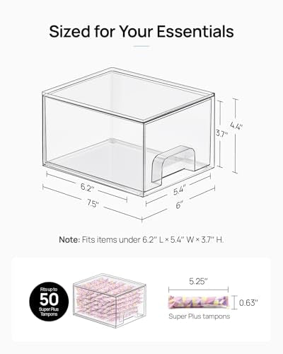 Vtopmart 2 Pack Small Clear Stackable Storage Drawers,Acrylic Bathroom Makeup Organizer,Plastic Storage Bins for Vanity, Undersink, Kitchen Cabinets, Pantry, Home Organization