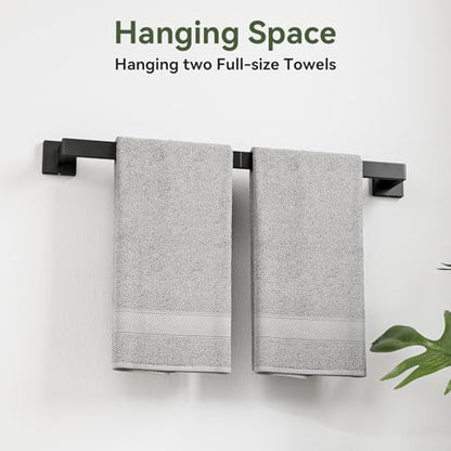 10-Pieces Matte Black Bathroom Accessories, 24 Inch Bathroom Hardware Set | SUS304 Stainless Steel Bath Towel Bar Set, Towel Racks for Bathroom Wall Mounted