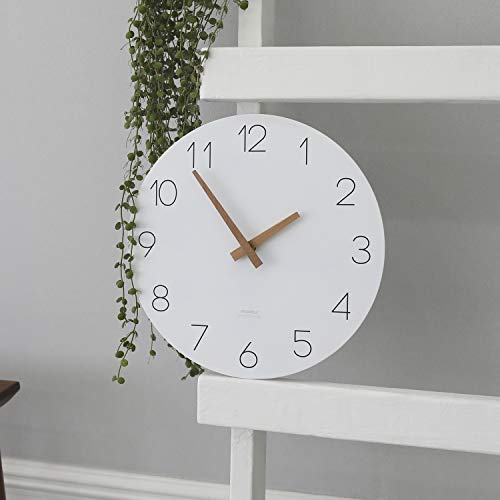 mooas Flatwood Wall Clock, 12" Analog Wall Clock, Silent Non-Ticking | Modern Wall Clocks Battery Operated for Office, Home, Bathroom, Kitchen, Bedroom, School, Living Room