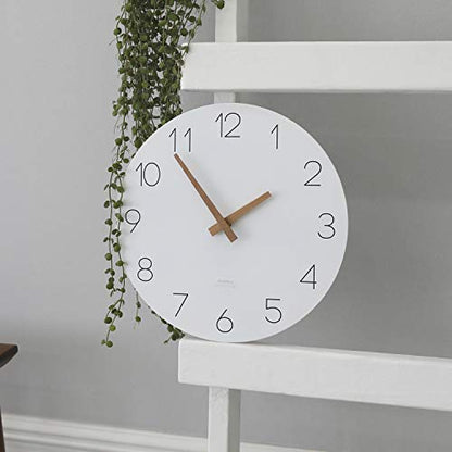 mooas Flatwood Wall Clock, 12" Analog Wall Clock, Silent Non-Ticking | Modern Wall Clocks Battery Operated for Office, Home, Bathroom, Kitchen, Bedroom, School, Living Room