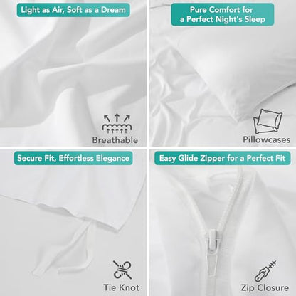 Utopia Bedding Duvet Cover Set with Pillowcases - 3 Pieces Bedding Duvet Cover with Zipper Closure - 1 Duvet Cover with 2 Pillowcases - Soft Brushed Microfiber (Queen, White)
