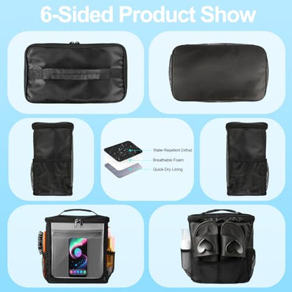 Hanging Shower Caddy Portable, Travel Toiletry Bag for Men & Women, Large Capacity with Hook,Dorm Room Essentials With Waterproof Phone Compartment, for Bathroom, Picnic, Gym, Travel(Black)