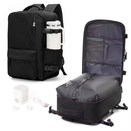 Vacuum Seal Backpack for Travel with Air Pump Comp... (A66-black | Polyester)