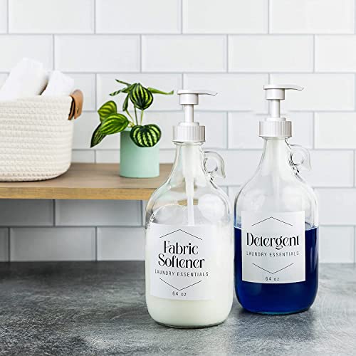 Gallon Pump Dispenser for Glass Jugs or Plastic Bottles - Compatible with Listerine Pump 1-1.5L Bottle Heavy-Duty Industrial Grade for Syrup, Soap, Condiments, Detergent - Pack of 2 White Pumps