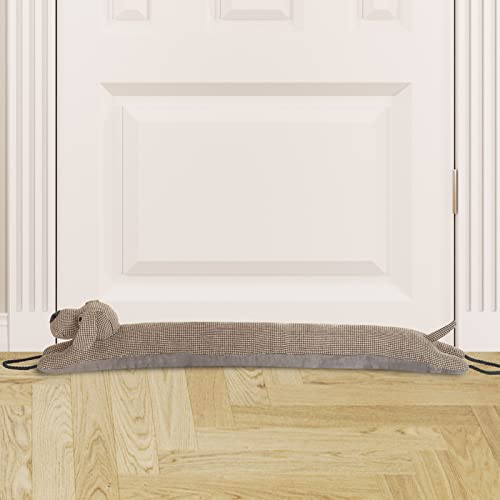 Under Door Draft Stopper Decorative Wind Stopper 36 inch for Door & Window, Weighted Animal Air Draft Stopper for Bottom of Door with Hanging Loops - Brown Dog
