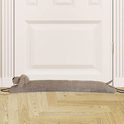 Under Door Draft Stopper Decorative Wind Stopper 36 inch for Door & Window, Weighted Animal Air Draft Stopper for Bottom of Door with Hanging Loops - Brown Dog