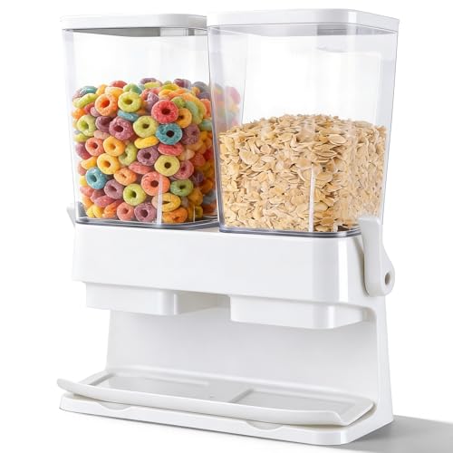 Cereal Dispenser Countertop 2 Pack 3L, 6L Large Du... (white | Plastic)